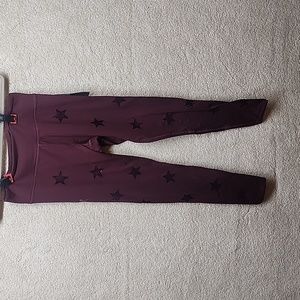The Warmup Maroon Star Patern Leggings‎ Jessica Simpson